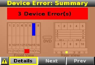 The error category is displayed at the top of the summary screen. To view additional information for each error in the category, use the arrow keys on the Insight Display to select Details.