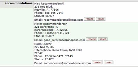 2. Recommendation requests to the various recommenders are sent via e-mail when the application is submitted.