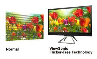 ViewSonic Flicker-Free viewing for improved eye comfort Blue light filter for more comfortable viewing ViewSonic flicker-free displays deliver on the promise of more comfortable viewing.