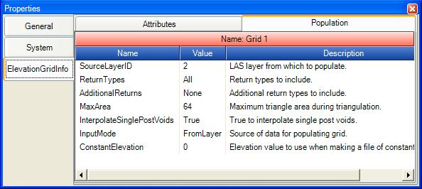Figure 4-4 Example Elevation Parameters 4.3 Generate the File To generate the elevation grid, add the elevation entities to the Working Set and execute the Generate Elevation File checklist step.