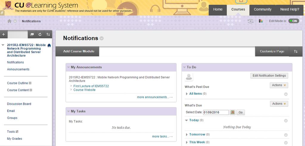 Online Materials Assignments will be released and collected on the CUHK