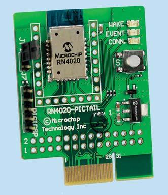 Housed in an encapsulated 10mm x 17mm x 2mm package, the RN4020 includes a built-in high performance PCB antenna, 2.