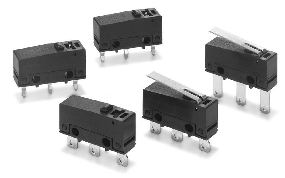 Subminiature Basic Switch SS Series Compatible Mounting with a Simple Construction and Easy-to-Use Design Concept One-piece terminal construction to keep out flux.