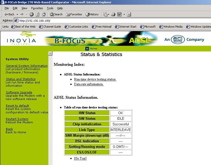 System Information menu provides information