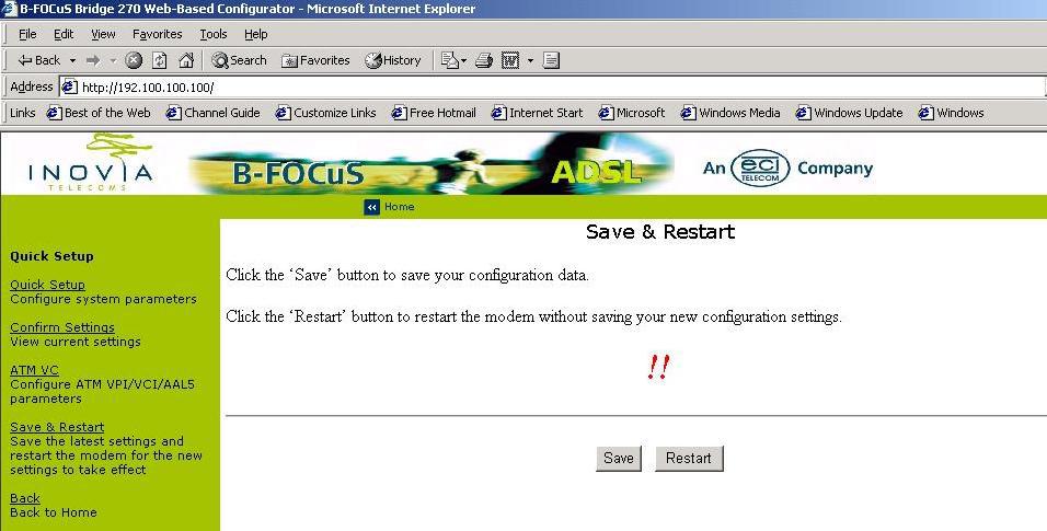 2. Confirm that the new parameters are correct and then click OK. 3. To save the new settings, click Save.