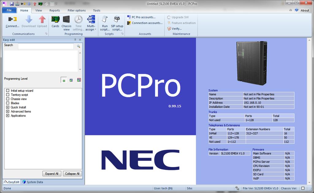 Configure the SL2100 SL2100 PCPro Installer