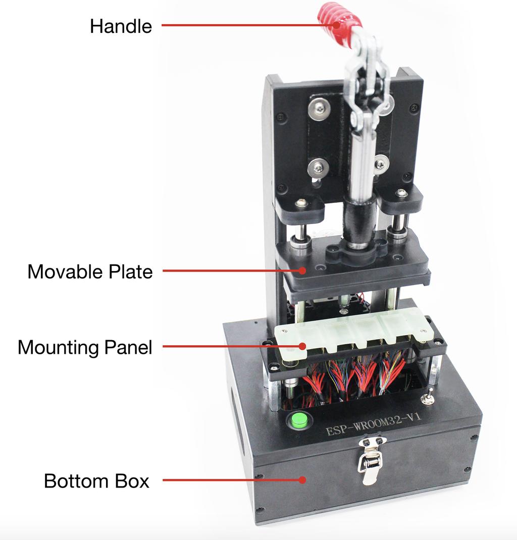 1. Overview 1. Overview Module fixtures have different structures based on their types and usage. The structure of an ESP-WROVER fixture is shown in Figure 1-1: Figure 1-1.