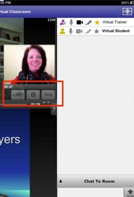 Once your video has started you will notice that you have a button to switch cameras (if your tablet