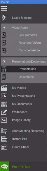 And, if the tablet user is the Current Presenter, they will see the Presenter Menu bar vs.