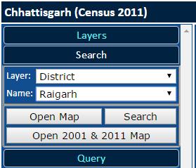 from the drop down menu and then click on Open Map button: The selected District map will appear with