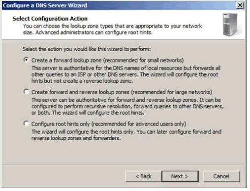 On the Dynamic Update window, specify how DNS accepts secure, nonsecure, or no dynamic updates.