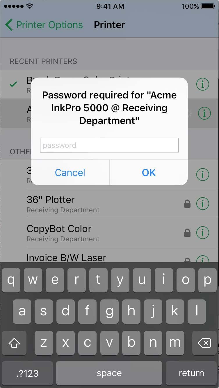 Sign In AirPrint has always supported username and password to print Username and password stored in