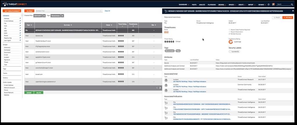 Lab Validation: ThreatConnect TC Complete Security Operations and Analytics Platform 14 Threat Hunting Finally, ESG Lab examined TC Complete s ability to facilitate threat hunting, or advanced