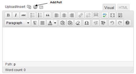 Adding a poll to your post or page 1. Select Add Poll from the Add New Post (or Add New Page) screen. 2. Select Create New Poll. 3. Set the poll attributes and select Save Poll when finished. 4.