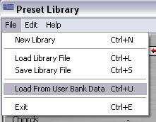 The other option is to load a pre-existing Library on your hard drive or Load from User Bank Data.
