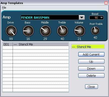 Click and the grouped Amp parameters of the Preset Stencil Me have been copied to the template. You may then Add the Patch for use at a later time as a Template.
