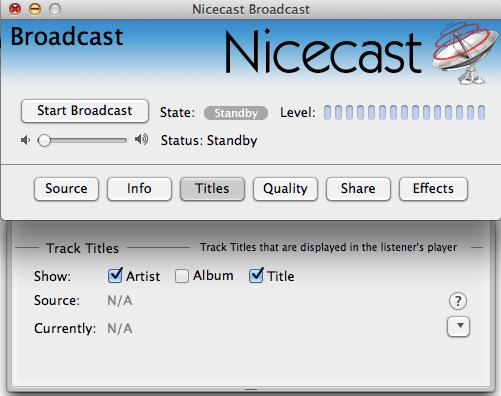 Nicecast Setup - Titles Under titles you can enable or disable the showing of the song titles and albums.