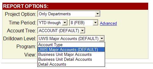 Account Tree Summary reports are based on account trees. You may change the account tree by selecting another account tree in the dropdown box.
