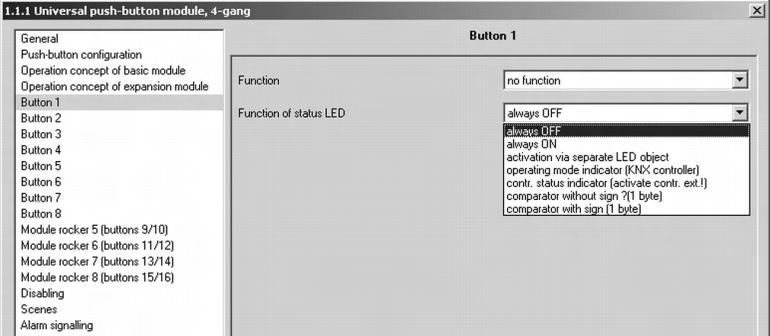 Functional description 4.2.4.3 Status LED Status LEDs Each control surface on the push-button sensor basic unit or on the expansion module has two status LEDs.