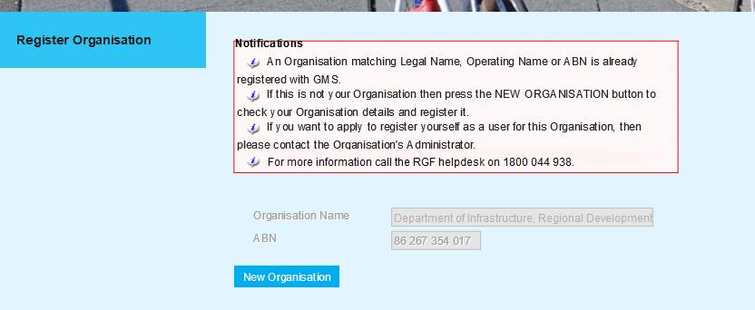 If your organisation name or ABN match an
