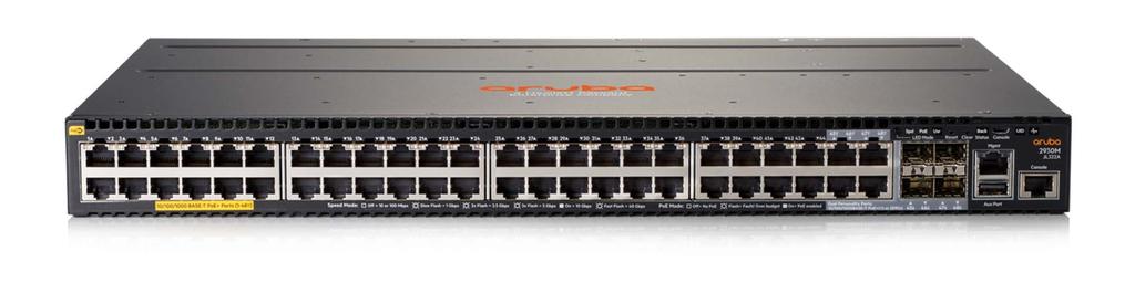 Aruba 2930M Switch Series Modular slot: 4-port 10GbE SFP+ uplinks 1-port 40GbE QSFP+ uplink 4-port IEEE 802.3bz* HPE Smart Rate ports (1, 2.5.