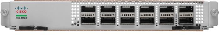 The uplink module provides 6 active ports when installed in the Cisco Nexus 93128TX, 9396TX, and 9396PX. Cisco Nexus M6PQ-E is a minor hardware revision of Cisco Nexus M6PQ.