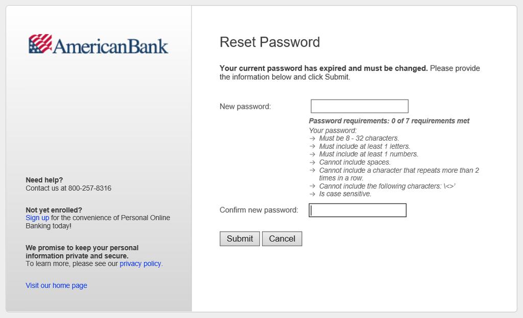 Step 7 If this is your initial login, you will be required to create a new