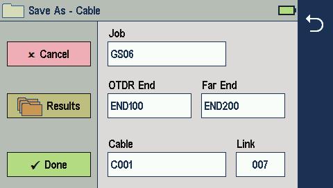 OTDR End _ Far End _ Cable _ Link _ Wavelength Cable Name D Link Number S13 for 1310 nm S15