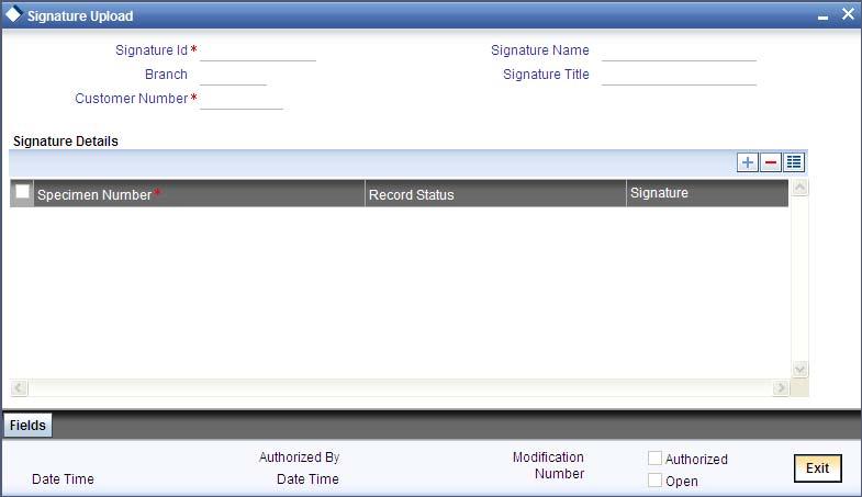 You need to maintain CIF Signatory details at Signature Upload screen.