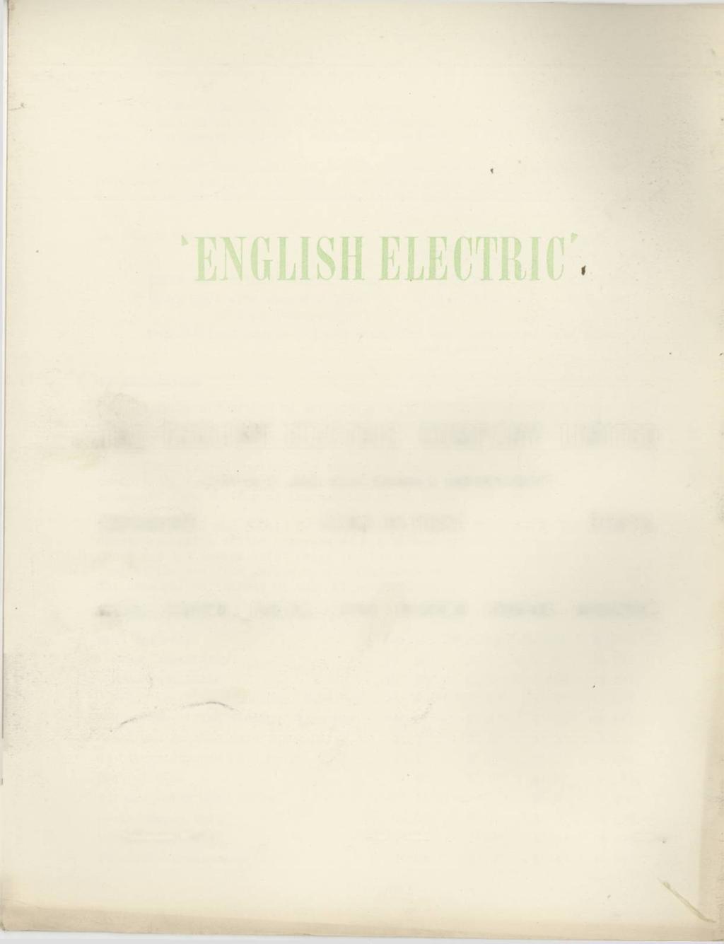THE ENGLISH ELECTRIC COMPANY LIMITED CONTROL AND