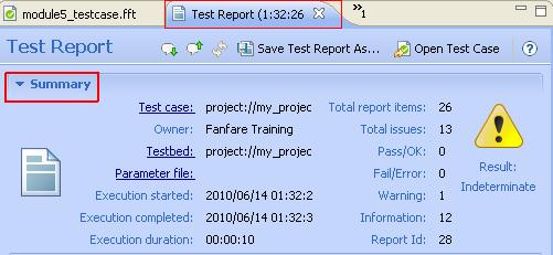 Test Report editor Double-click a report to view it in the Test Report editor. By default, the Test Report editor displays the report as soon as execution ends.