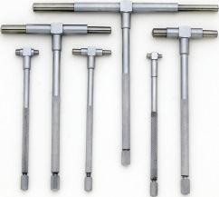 GAUGES FULLY CALIBRATED Telescoping Gauge Sets Spring-loaded plunger expands within the bore (or groove), allowing determination of the internal diameter With a knurled clamp Set Inch Metric Code No.