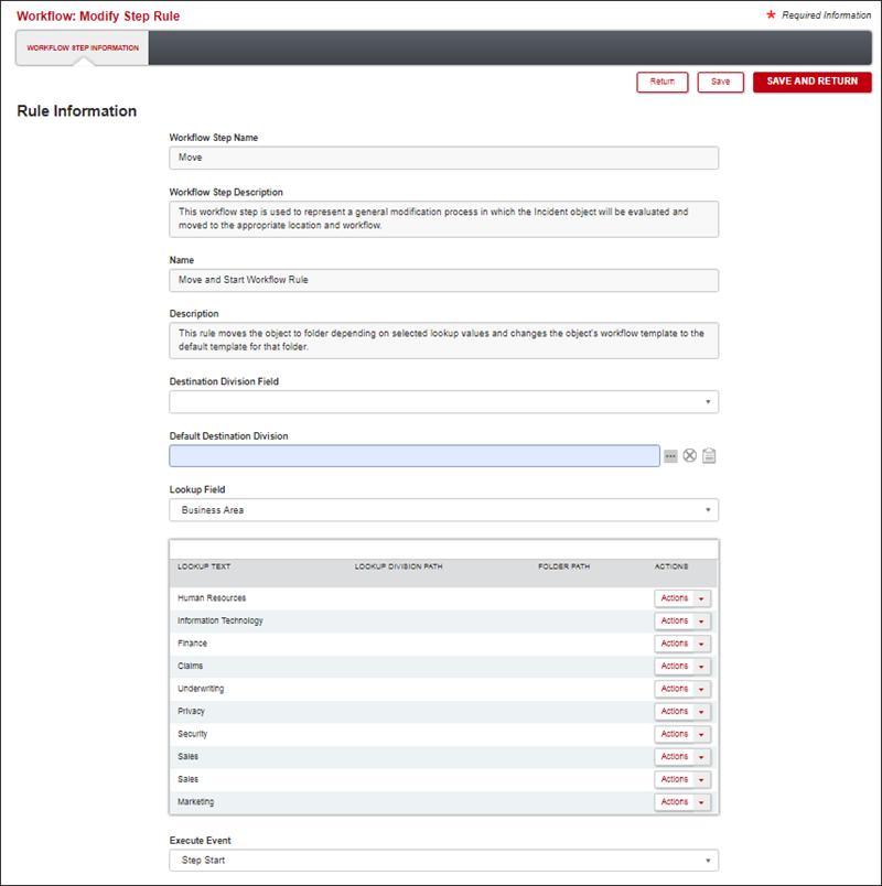 Destination Division Field and Default Destination Division In Destination Division Field, select the field on your Incident page that indicates the division the incident should be moved to after the