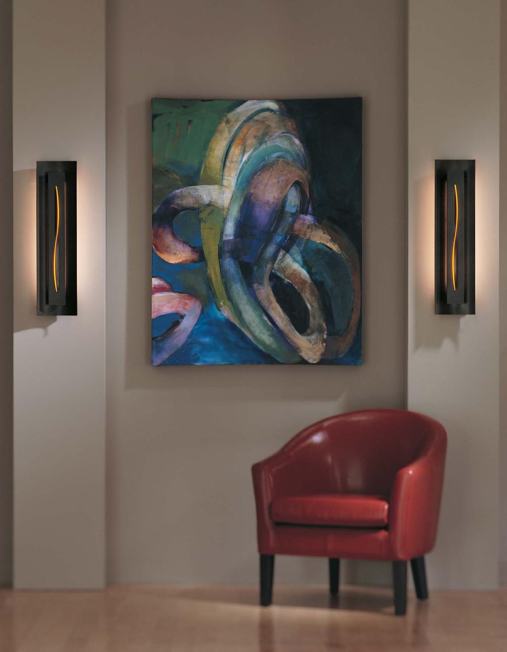 STANDARD-SIZED GALLERY SCONCES ARE AVAILABLE IN FLUORESCENT OR