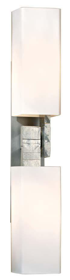 burnished steel finish with aluminum vintage platinum accents / opal glass boxes ondrian 207801