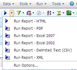 Now run the report using the Run Report HTML ICON at