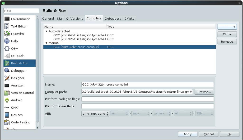 Setup Application settings Choose QT Versions and select Add, setup the path to the qmake location.