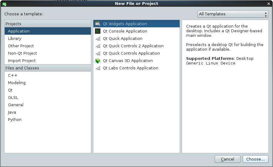 Create an Application 4 Create an Application After everything is setup, you can create a new project. From File select New File or Project.