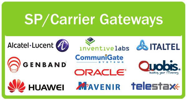 SP/Carrier Gateways For connecting WebRTC media into existing Service Provider and Carrier networks, a gateway function is generally
