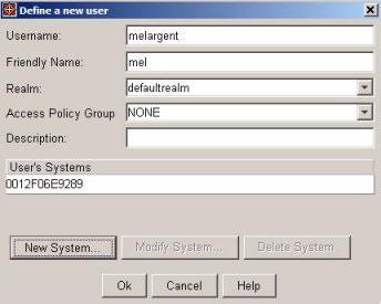 Using Identity Driven Manager Using Manual Configuration Configuring User Systems 4. To restrict the user s access to specific systems, click "New System..." to display the New User System dialog. 5.