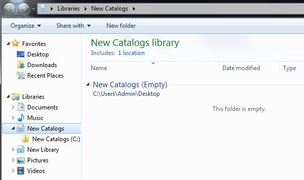 We want to put those folders in one Library called Catalogs. To do that, we will first right-click New Catalogs and create new library for it.