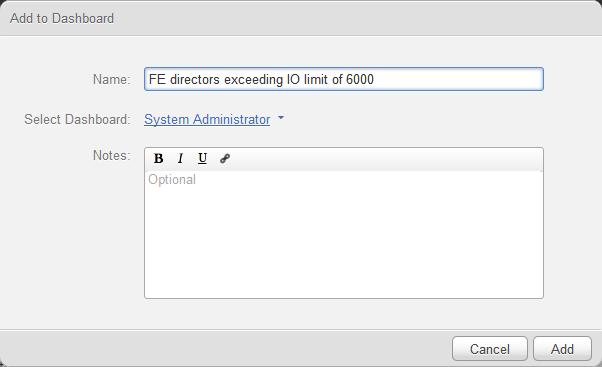 Final FE director graph Finally, the VMadmin decides to add this graph to the System Administrator s dashboard so that