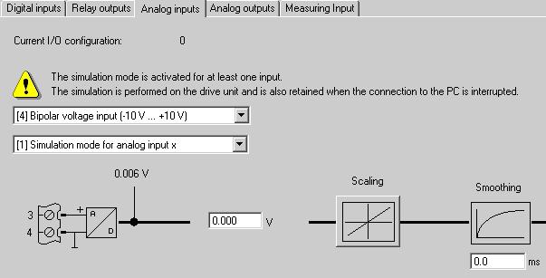 in the CU240E, the analog values around 0V are suppressed, then this function can only be implemented by using FFBs (free function blocks). We are presently working on an integrated solution. 3.4.3 Simulation of the analog inputs (NEW) Now, the analog inputs can be simulated for test purposes using the STARTER parameterizing software.