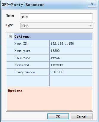 To acquire the signal source of IPMS, select IPMS for the Type, and fill in the IP address of the IPMS for the Host IP.