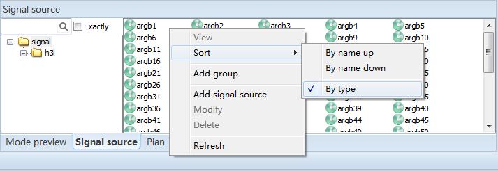 3 Deleting signal source function displays the information of the current signal source. Click Add group and the group will be added to the group selected by the tree control at the left side.