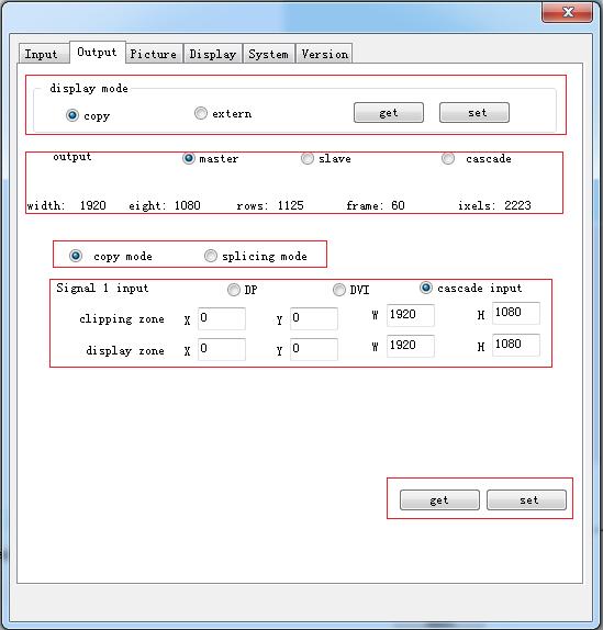 Select the correct input channel in the input channel selection according to the input signal type, and then click get to get the input signal properties.