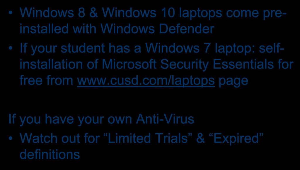 Microsoft Security Essentials for free from www.cusd.