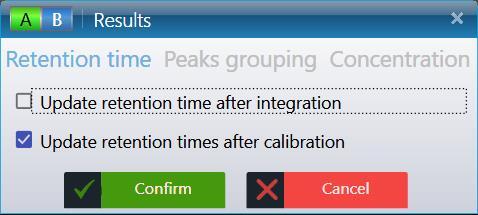 g) 2. Retention time update The fact of not finding a peak may not be due to a lack of integration of the peaks but to a lack of identification of the peaks (non-compliant expected retention time,
