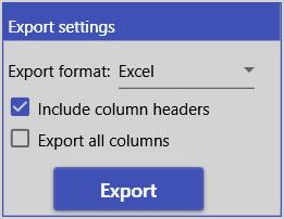 a) Export to Excel By clicking on the button, a window will open and propose a list of formats to be exported. Choose Excel.