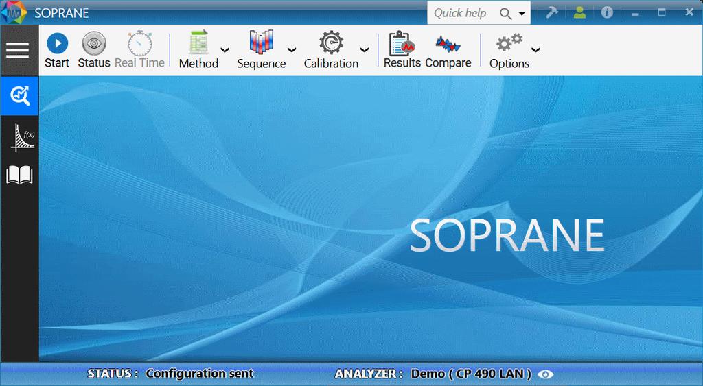4.1. Menus To run correctly, SOPRANE II must know the configuration of the analyzer.